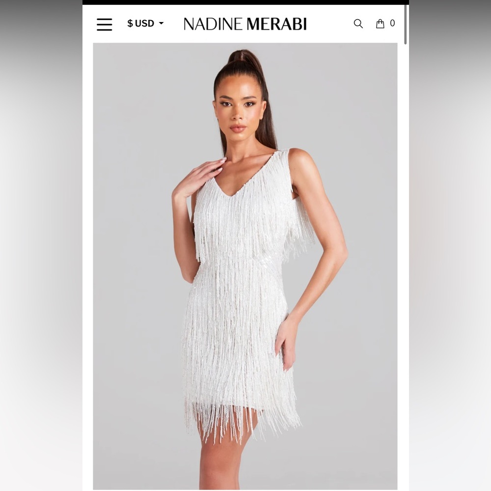 Nadine Merabi beaded fringe dress, size XS